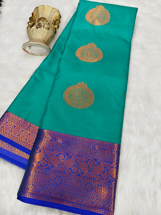 Rama Green Semi silk saree