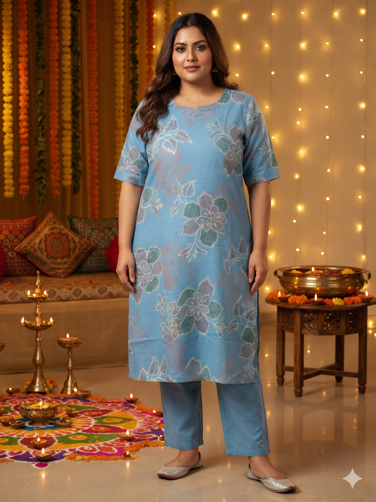 Blue Rayon straight kurta