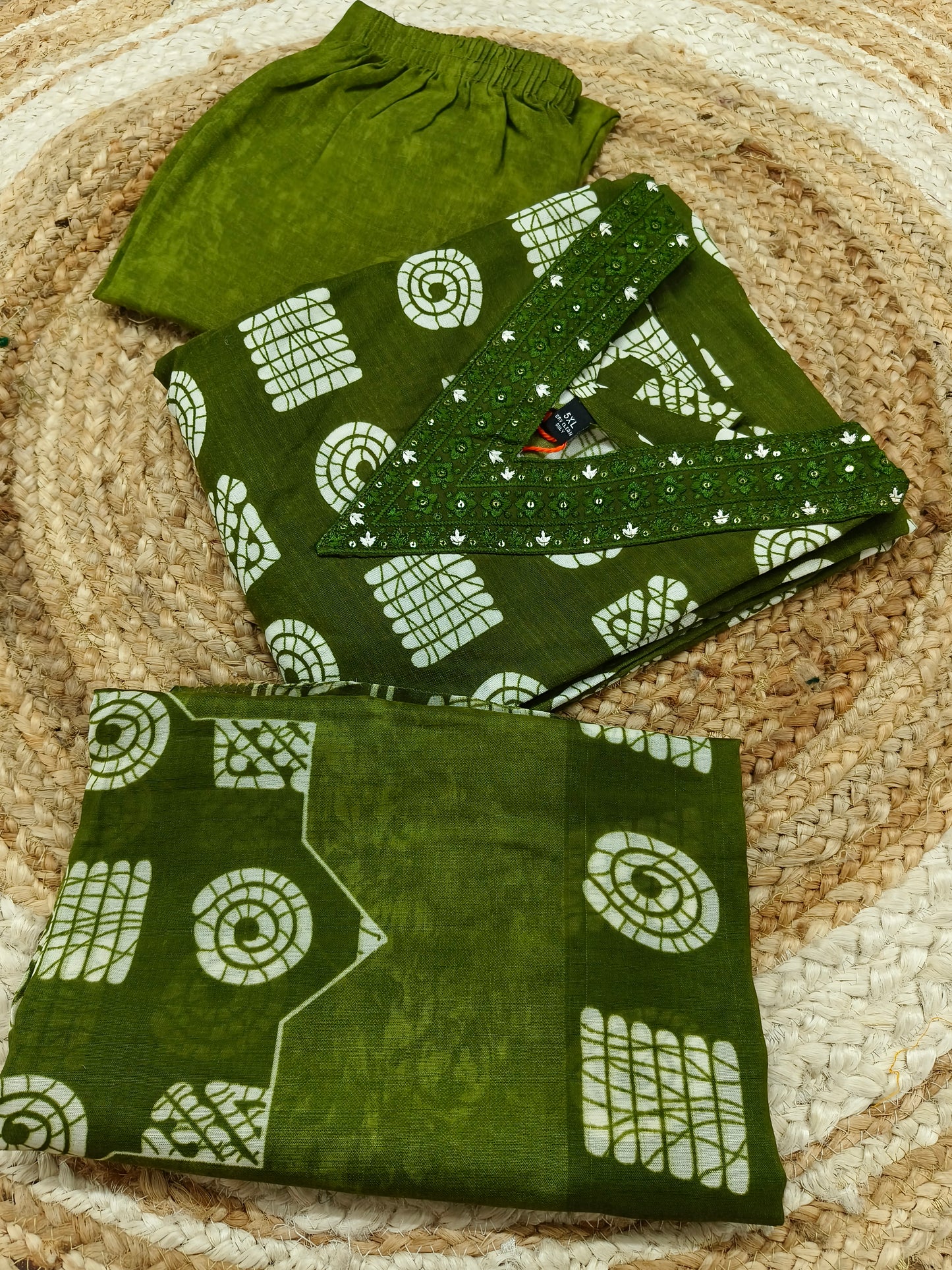 Green Cotton sets with duppatta