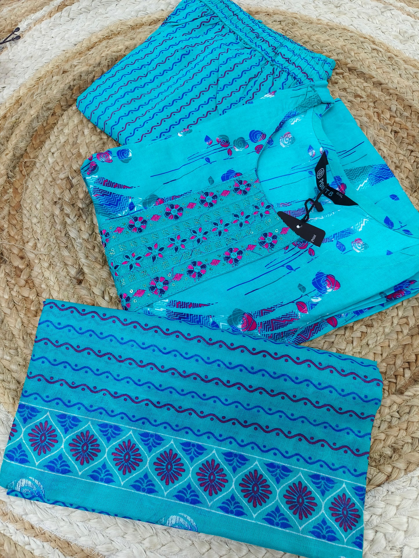 Blue Pure cotton Anarkali suit
