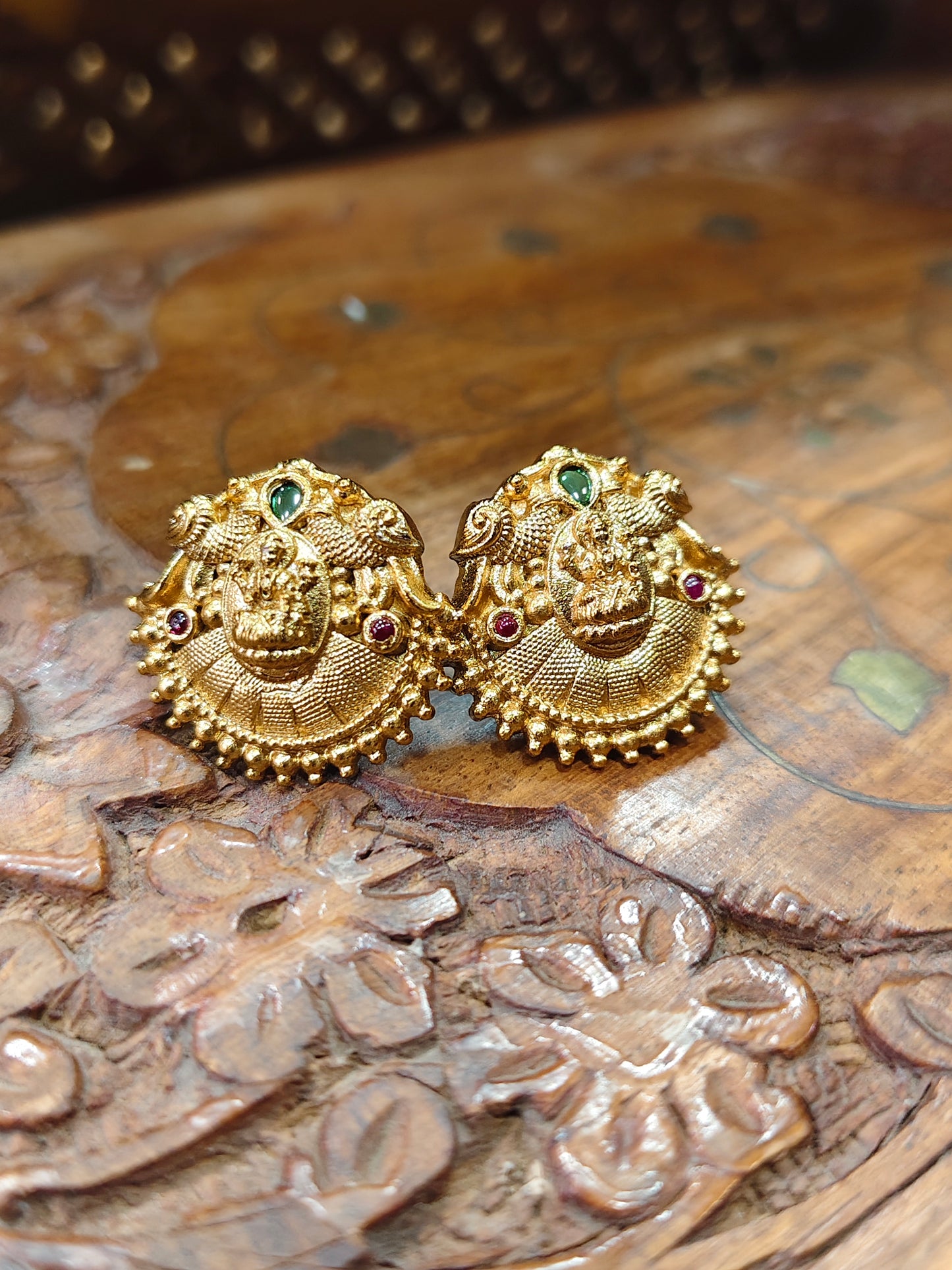 Elegant Green stone gold plated stud