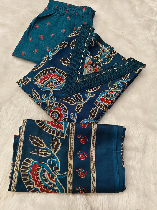 Blue Cotton sets with duppata