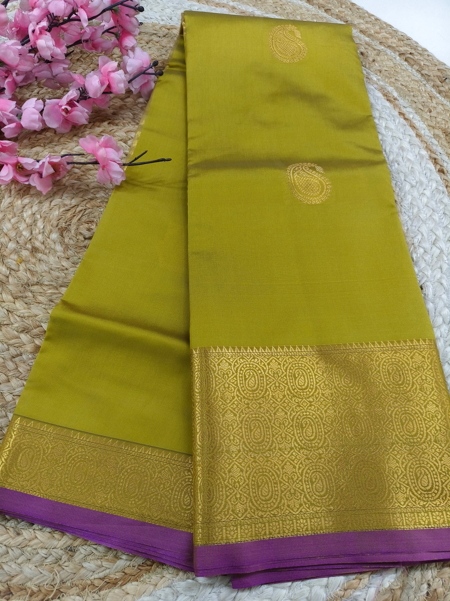Mehandi Green Semi kanchi silk saree