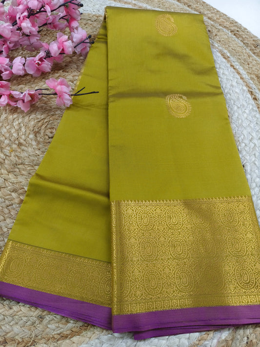 Mehandi Green Semi kanchi silk saree