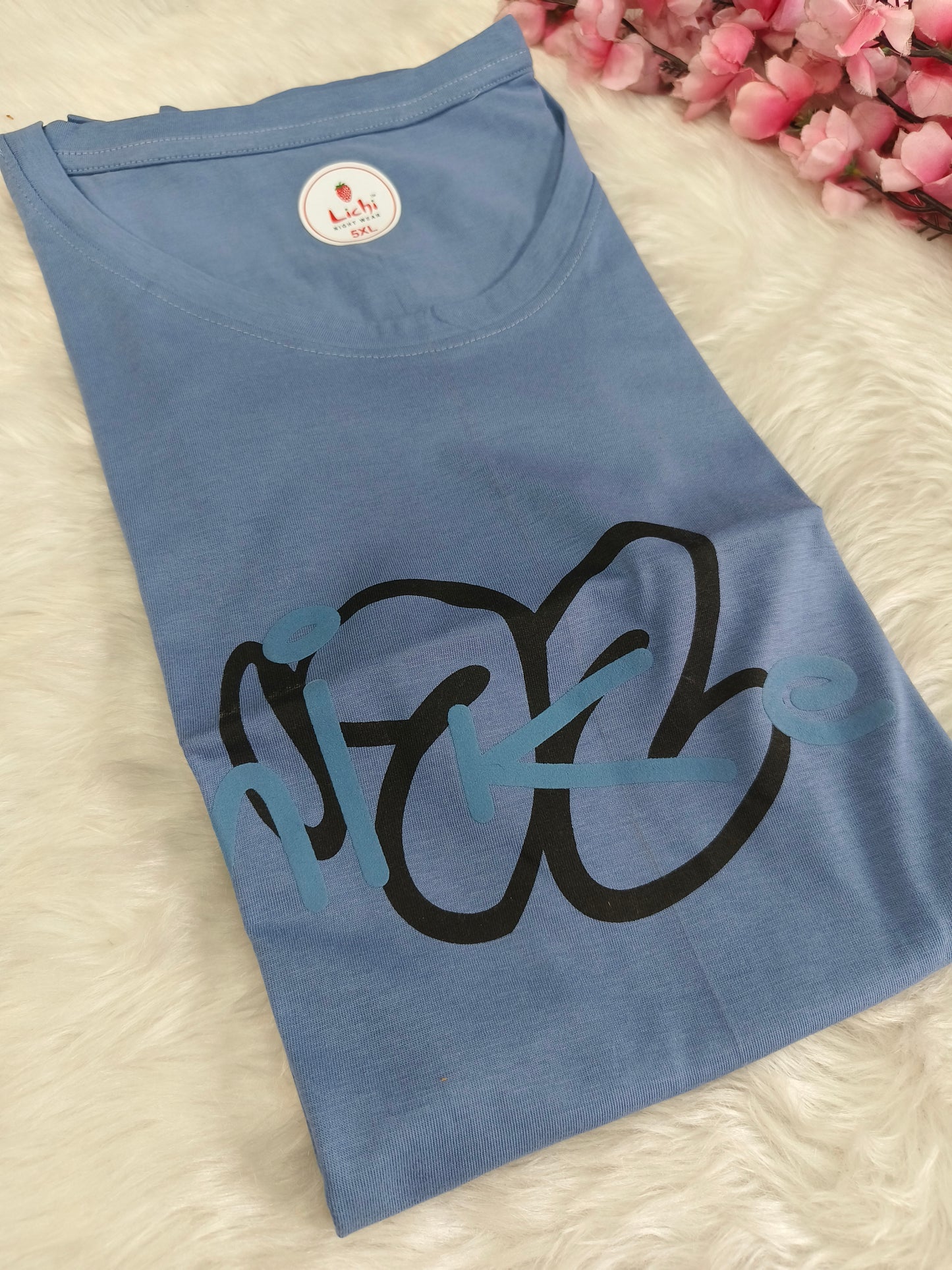 Blue cotton T-shirt 5XL