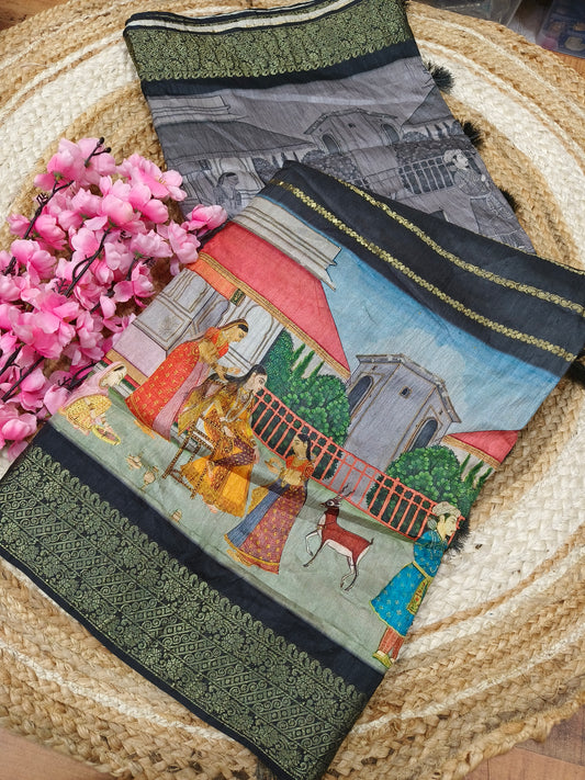 Grey heritage silk saree