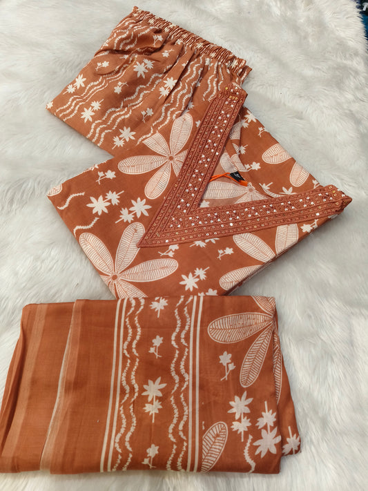 Orange Cotton sets with duppata