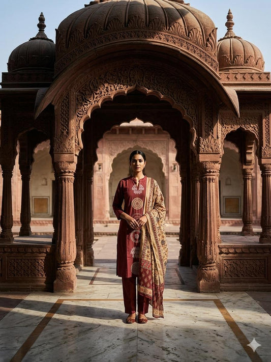 Mauve pure cotton suits