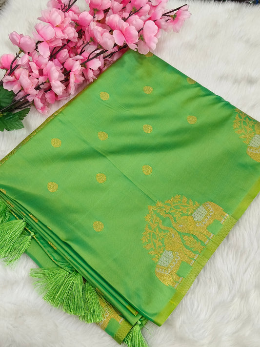 Green Soft mulberry silk saree