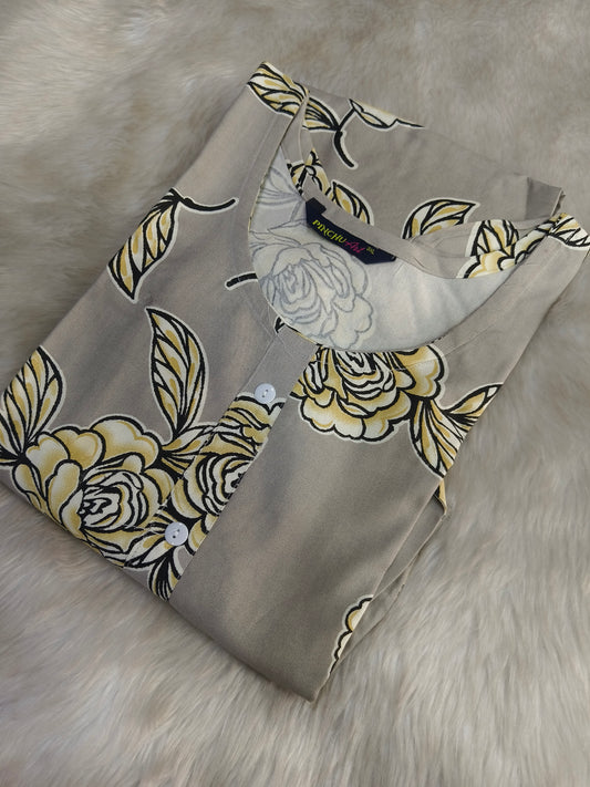 Grey Designer Rayon Kurti