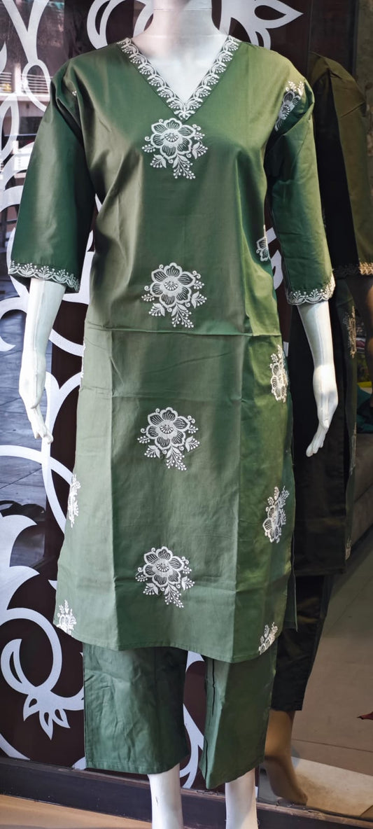 Parrot Green pure cotton two piece sets