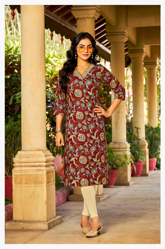 Maroon pure cotton kurta