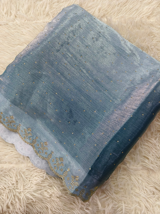 Grey georgette party wear Saree