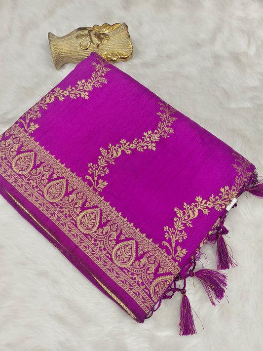 Purple mulberry silk saree