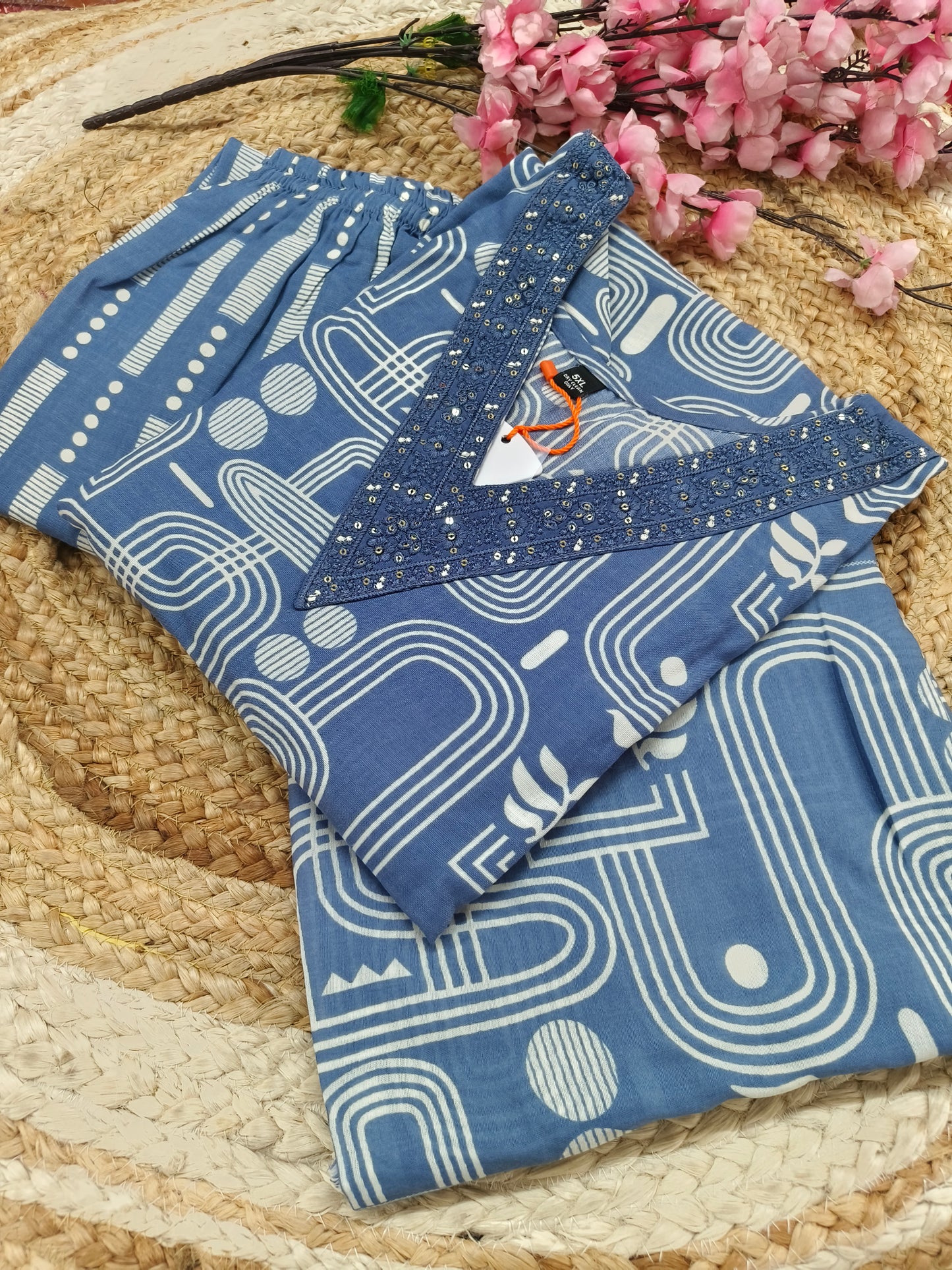 Blue  Cotton sets with duppatta