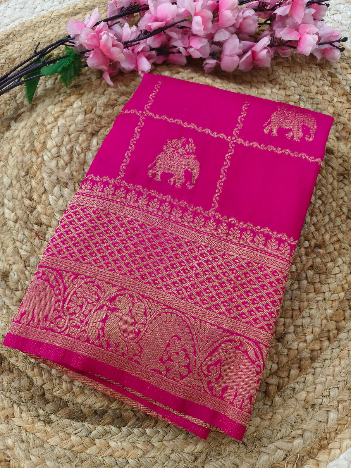 Rani Pink  Georgette silk saree