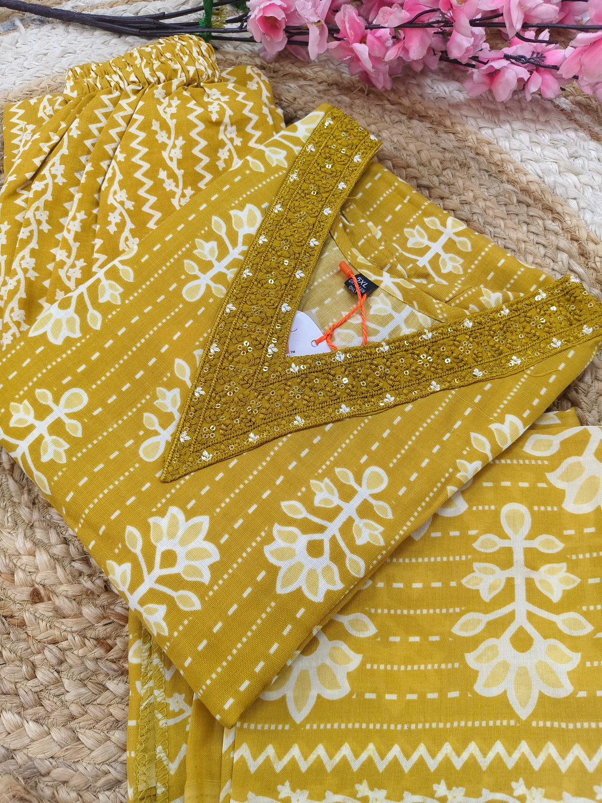 Yellow Cotton sets with duppatta