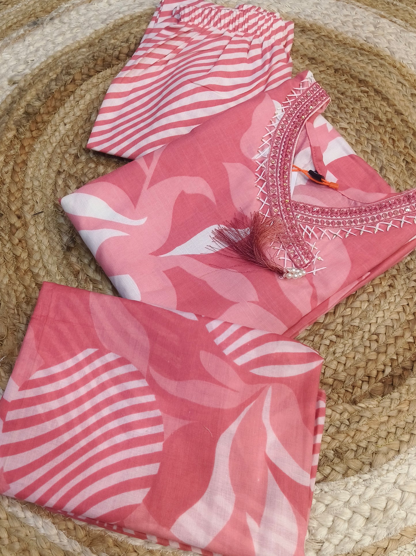 Peach Cotton sets with duppata