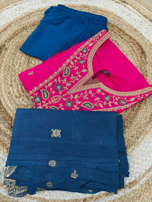 Pink with Blue designer suit