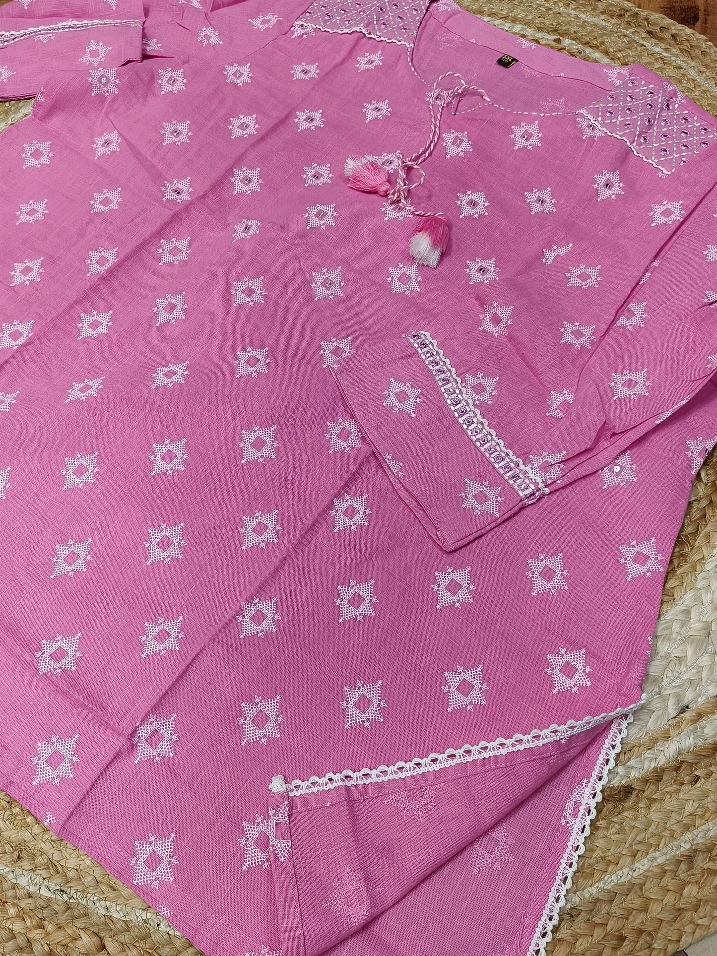 Pink Cotton short Kurtis