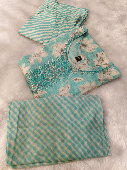 Light Blue Cotton sets with duppata