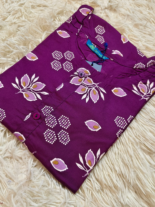 Wine Royan side cut kurti