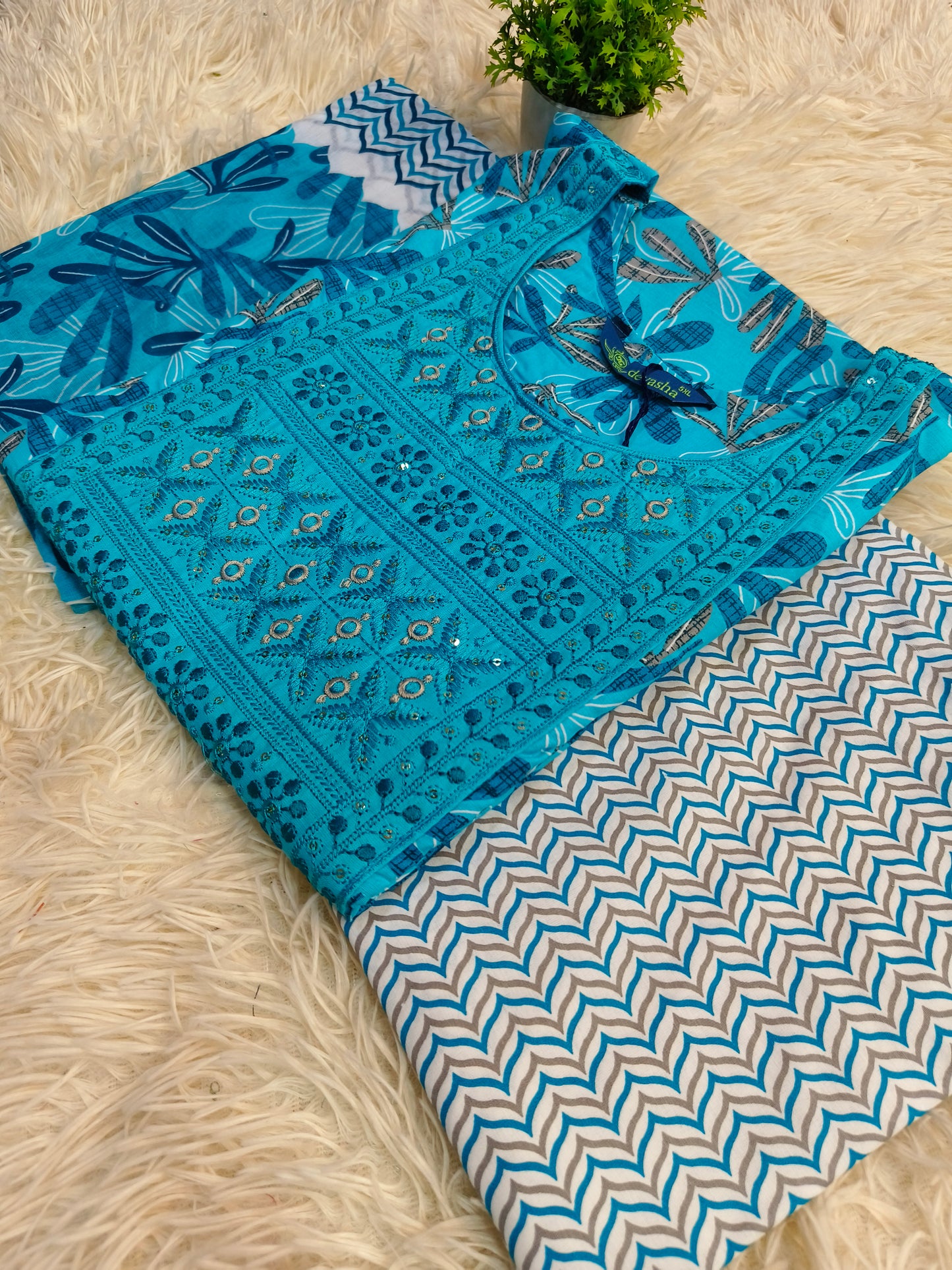 Blue cotton sets with duppata