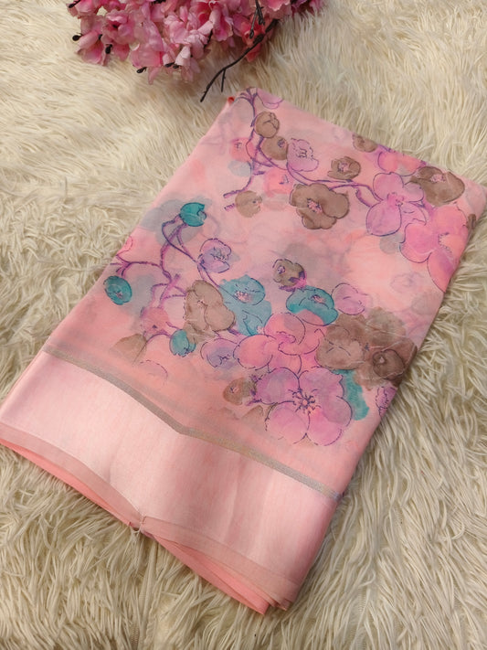 Pink fancy georgette saree