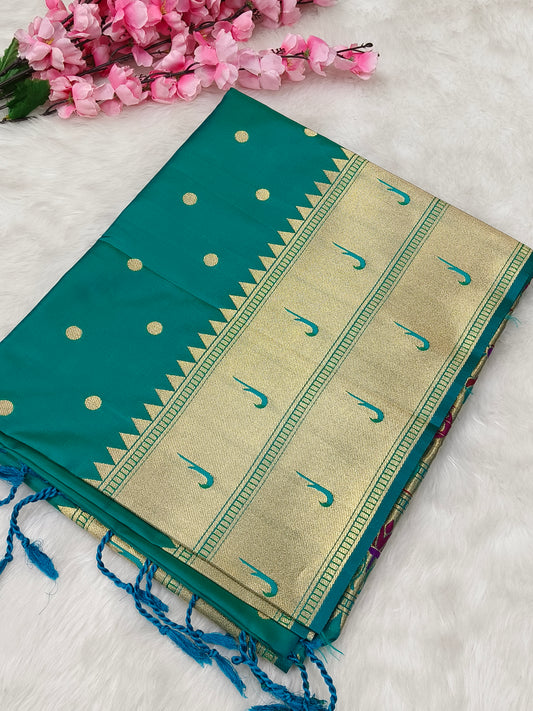 Sea Blue Paithani silk saree