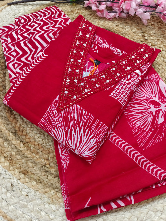 Pink Cotton sets with duppatta