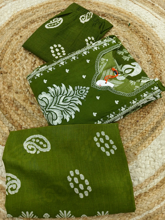 Green cotton sets with duppata