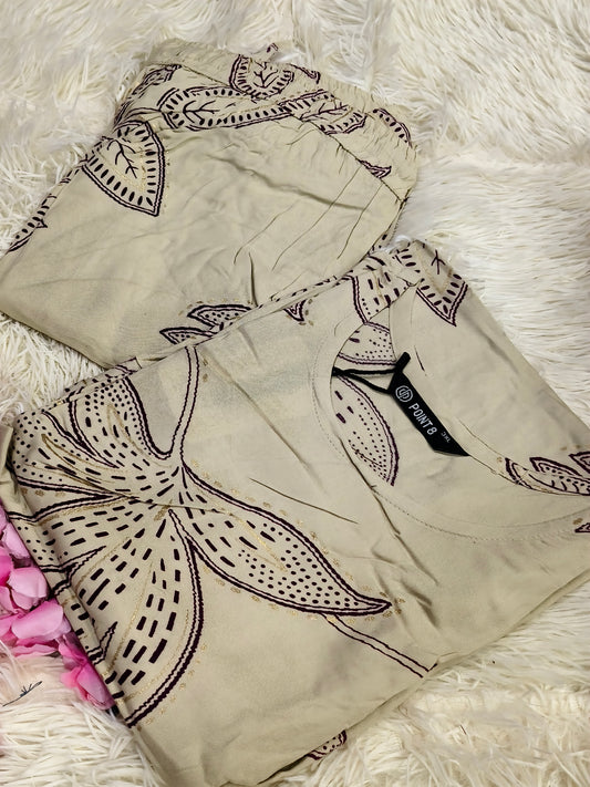 Cream korean style cord set