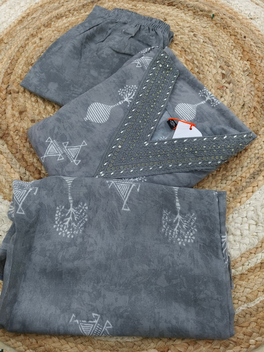 Gray Cotton sets with duppatta