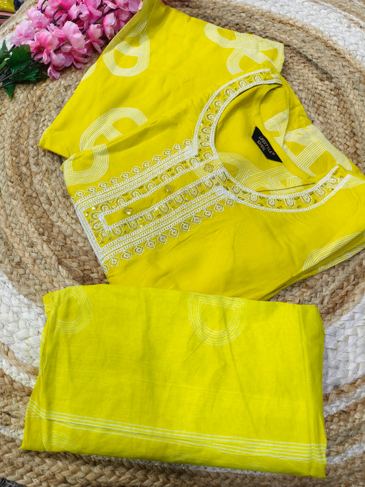 Yellow soft cotton designer dress