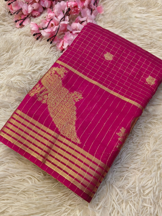 Rani Pink semi Mysore silk saree
