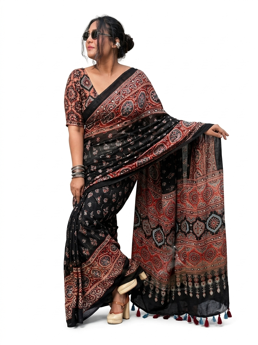 Black modal silk saree