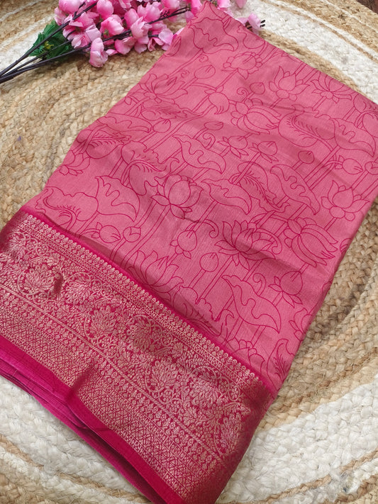 Pink  Binny silk saree