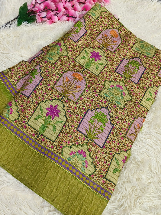 Green colour heritage silk saree