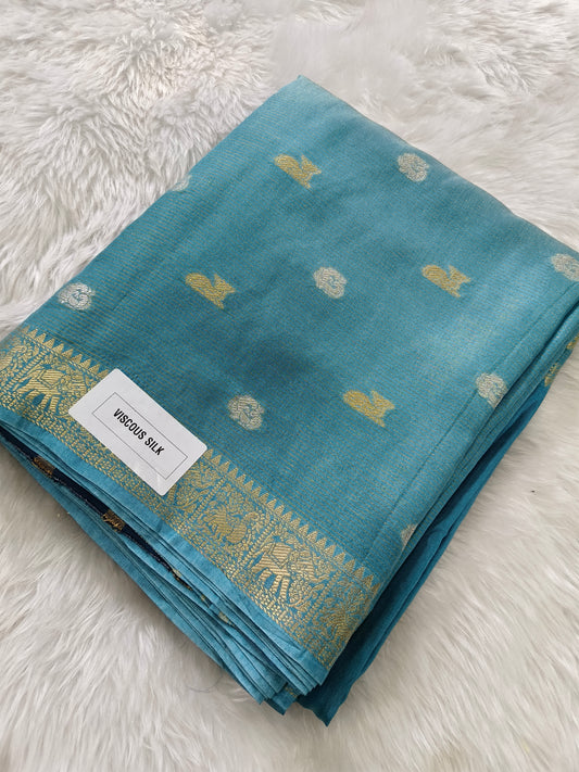 Light Blue viscous silk saree