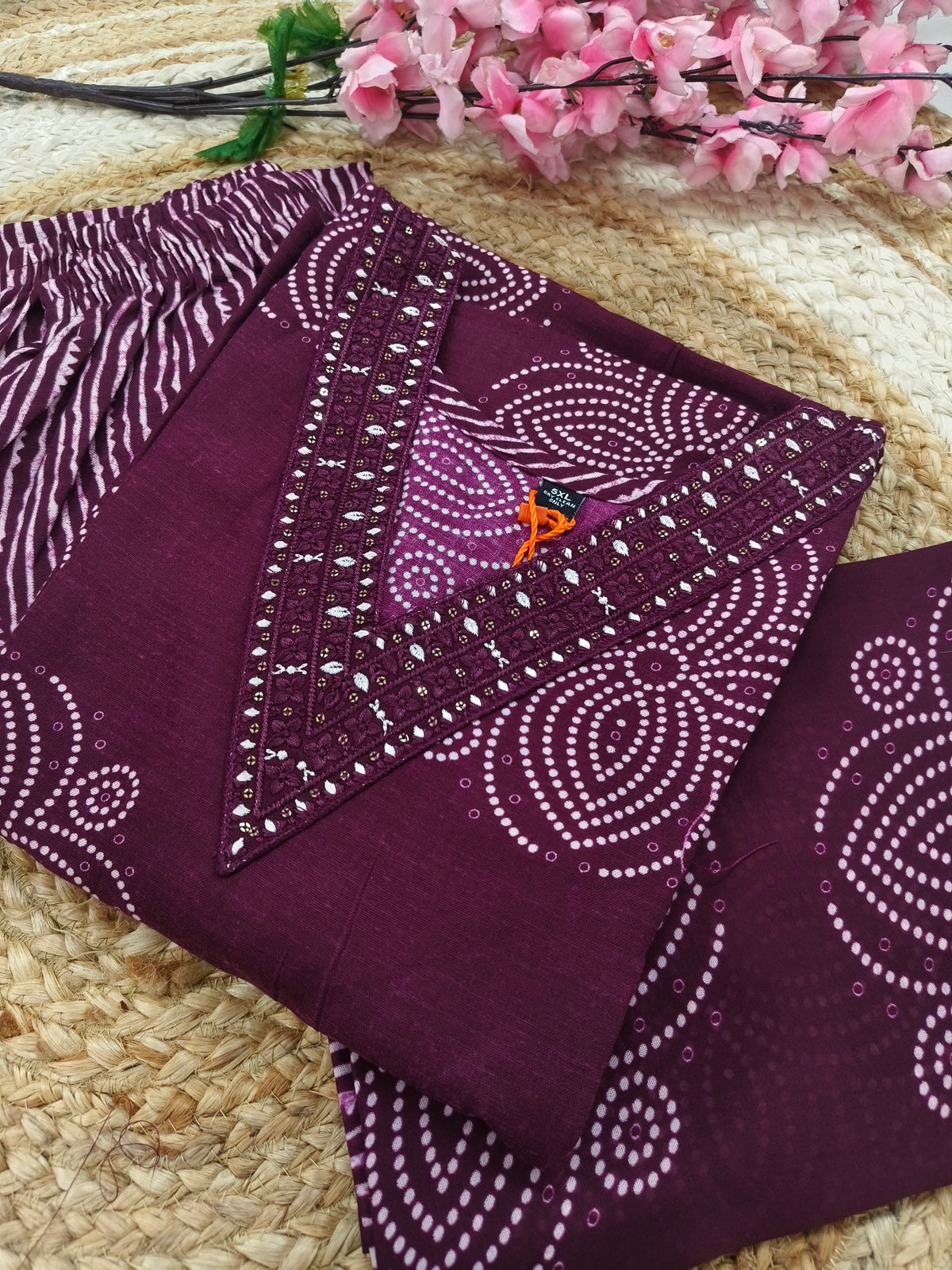 Wine Cotton sets with duppatta