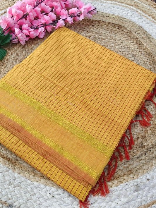Yellow Vintage Arani silk saree
