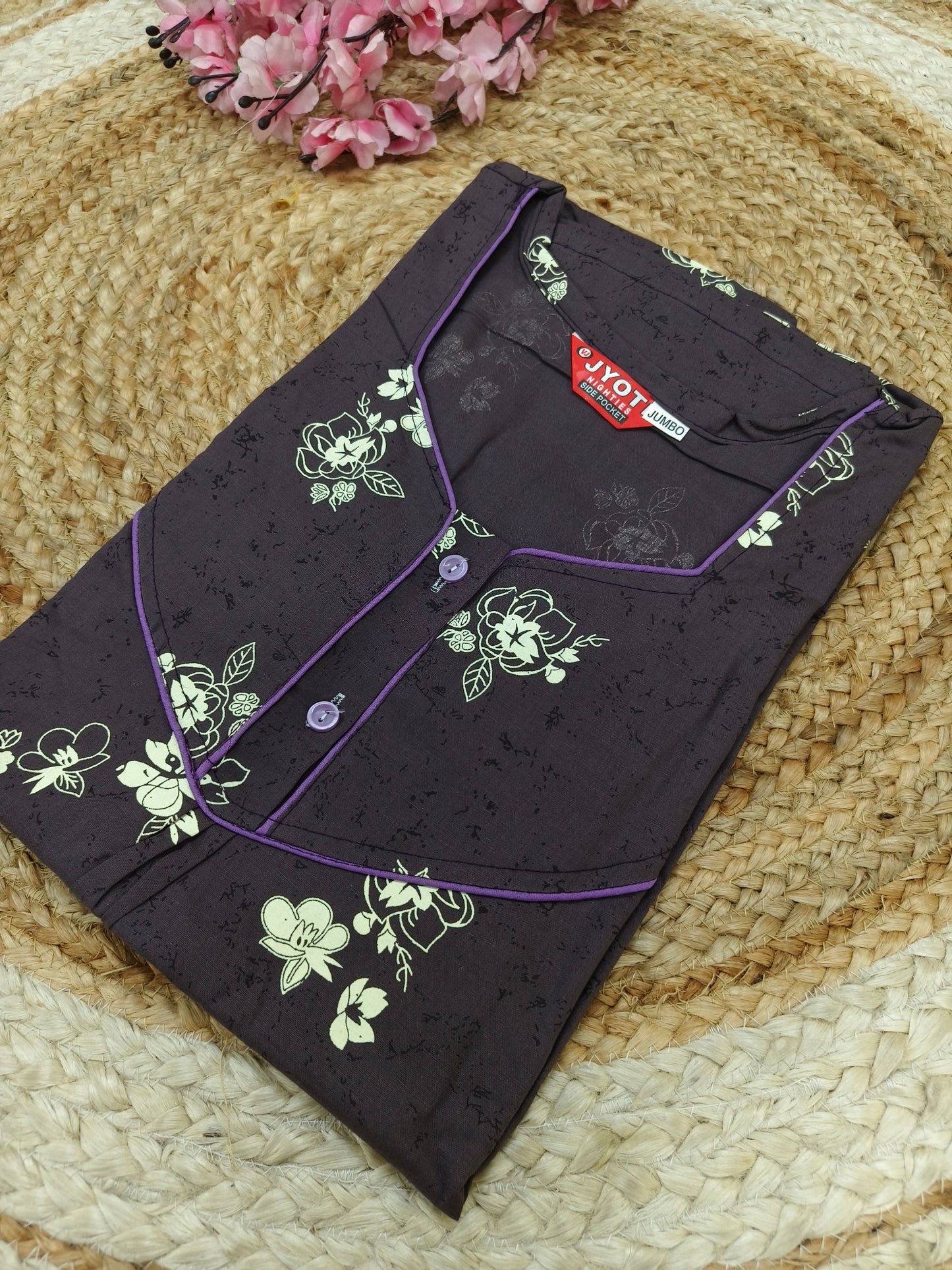 Matte purple pure cotton Nighty