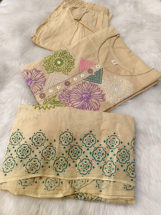 Cream pure cotton suits