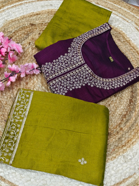 Wine with mehandi green designer suit