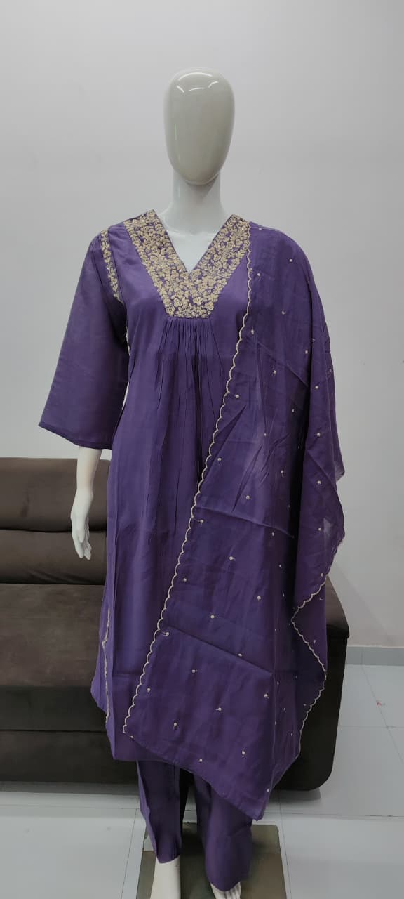 Purple Eelgent designer A-line suits