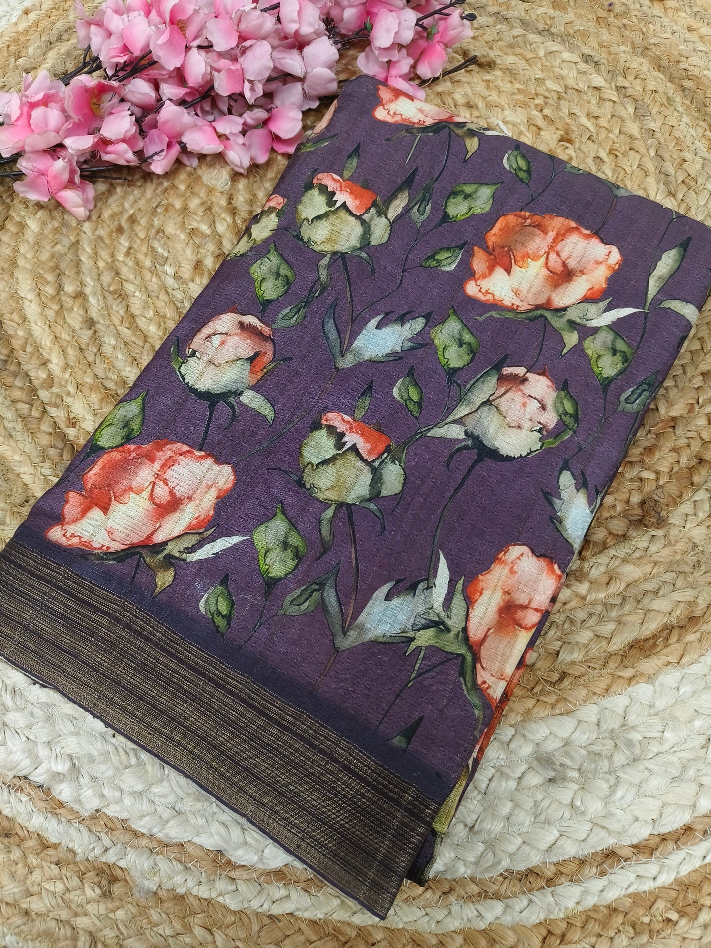 Light purple Vintage Patchwork Royal Heritage Printed Saree