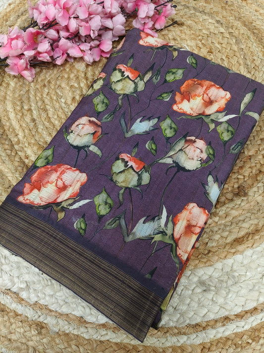 Light purple Vintage Patchwork Royal Heritage Printed Saree