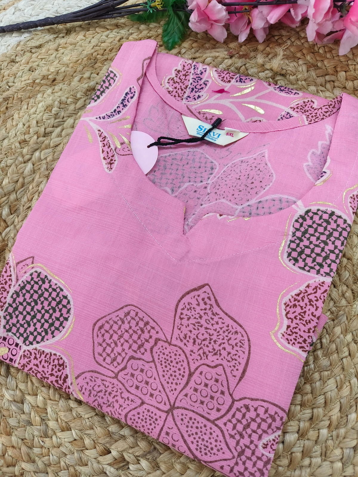Pink Rayon straight kurta