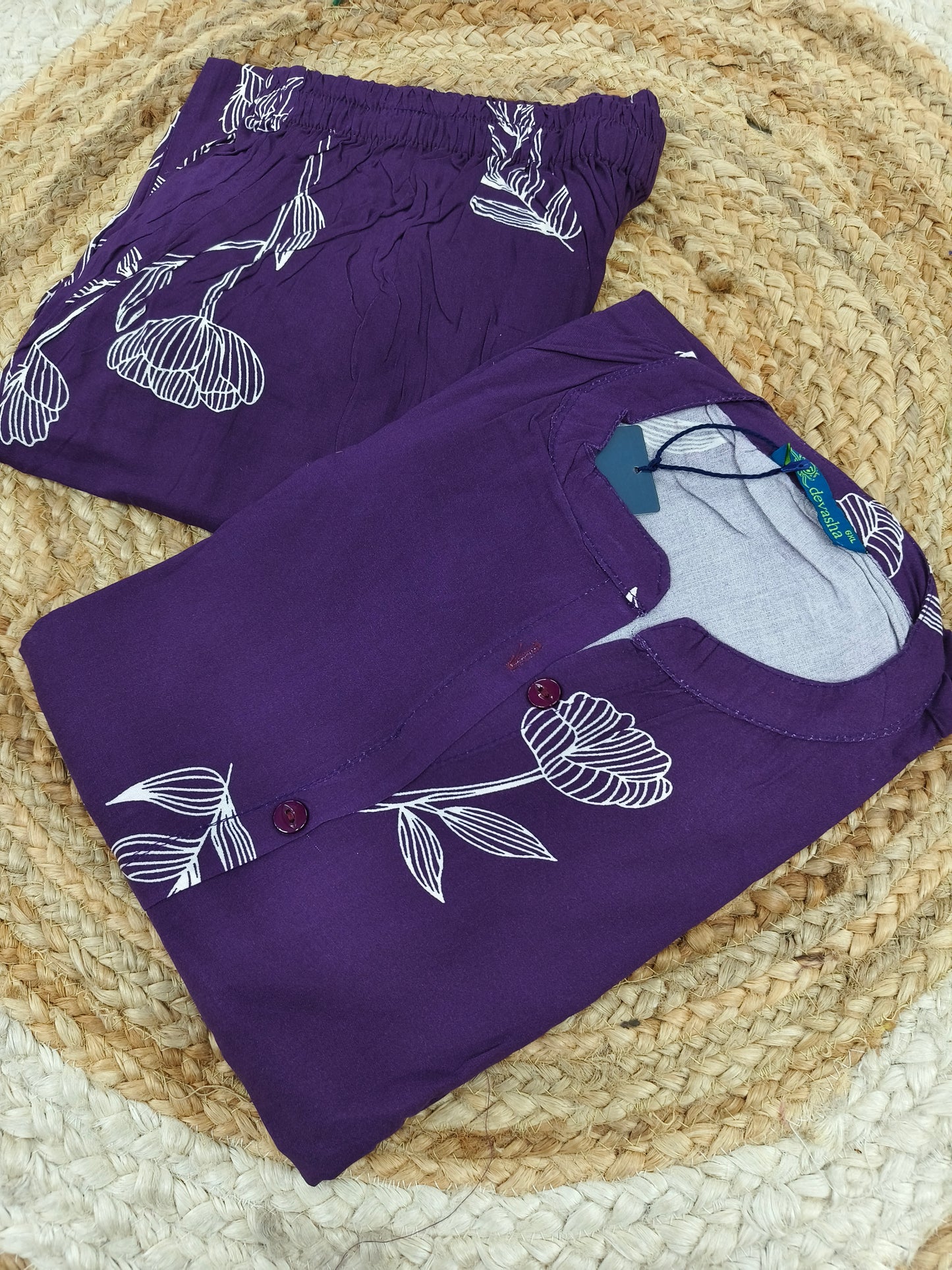 Purple rayon cord set