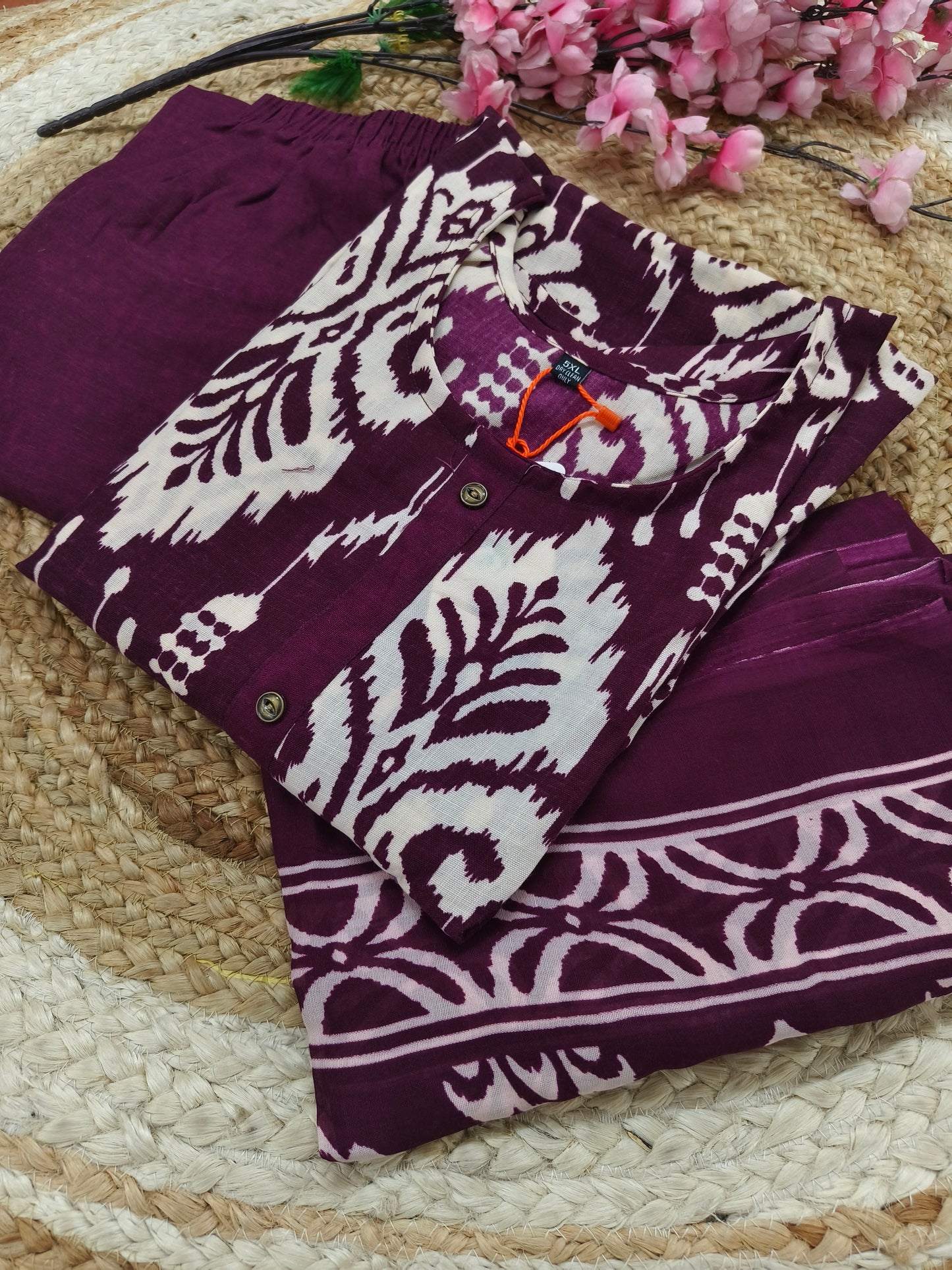 Purple  Cotton sets with duppatta